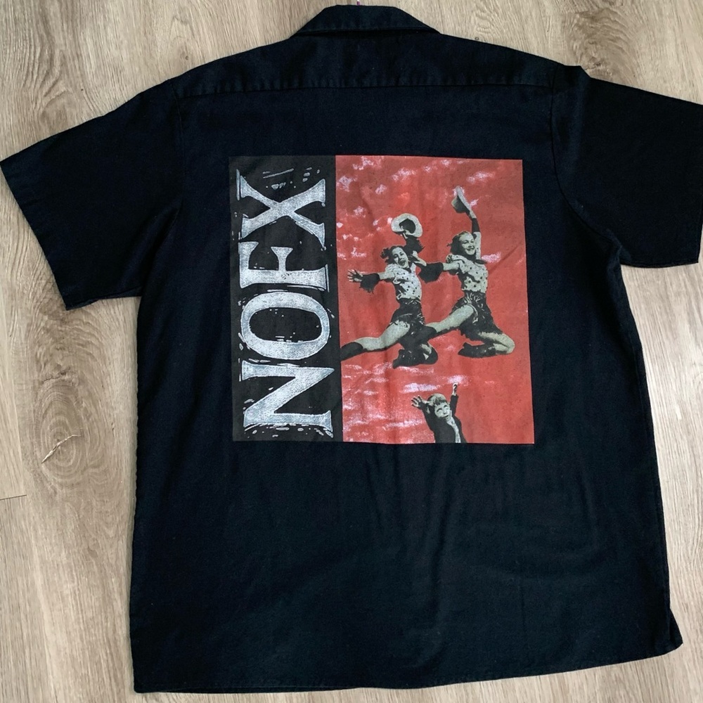 RARE VTG 1994 NOFX Punk In Drublic Rock N Roll Occupational Wear Button Up Shirt